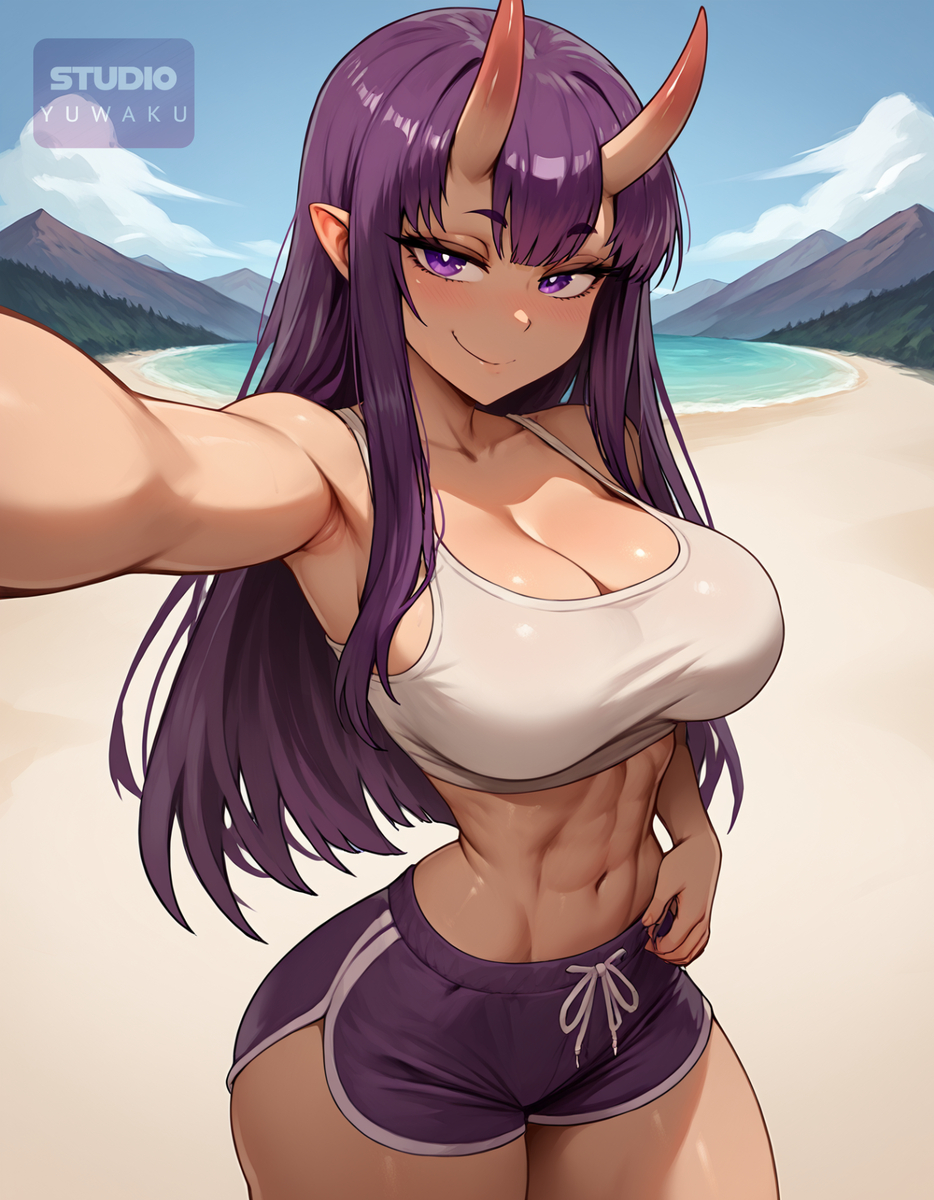 Purple Oni-Girl | 紫の鬼娘-pixiv插画-作品交流服务