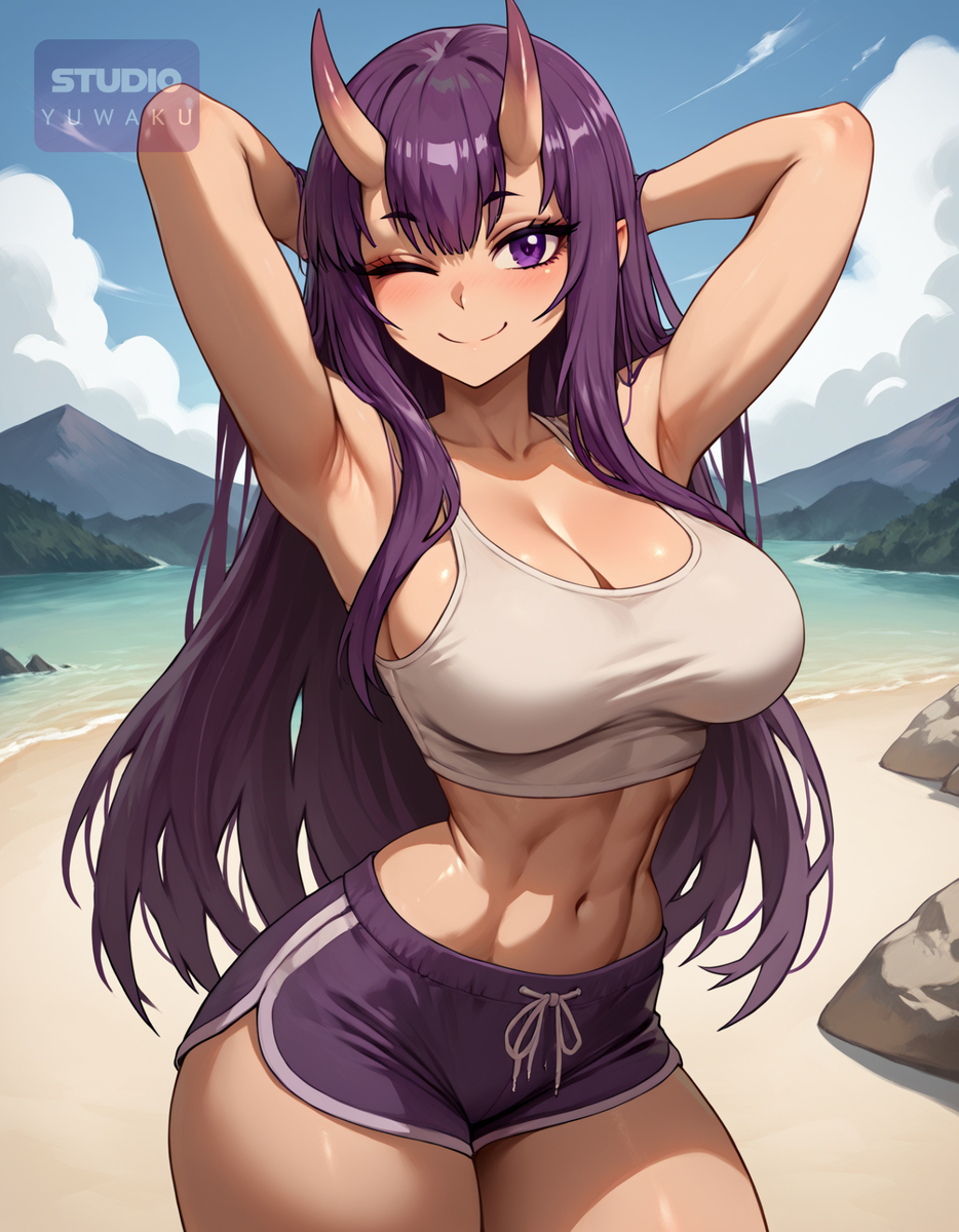 Purple Oni-Girl | 紫の鬼娘-pixiv插画-作品交流服务